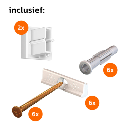 ARTITEQ CONTOUR RAIL WIT PRIMER RAL9016 200 CM INCL. MONTAGESET