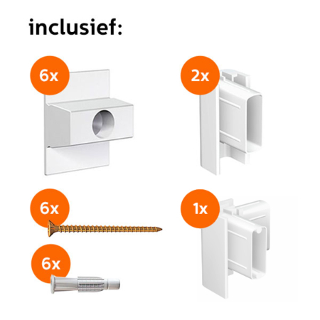 ARTITEQ CLICK RAIL WIT RAL9010 200 CM INCL. MONTAGESET