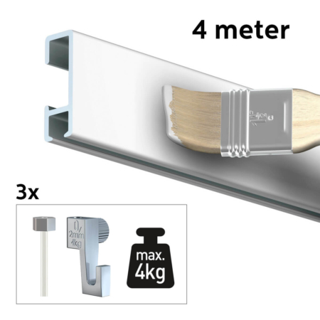 ARTITEQ 4 METER ALL-IN-ONE CLICK RAIL 4KG / WIT PRIMER RAL 9016